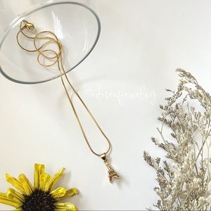 NEW 18" 3D Paris Eiffel Tower Stainless Steel Gold Plated Necklace (Nontarnish)